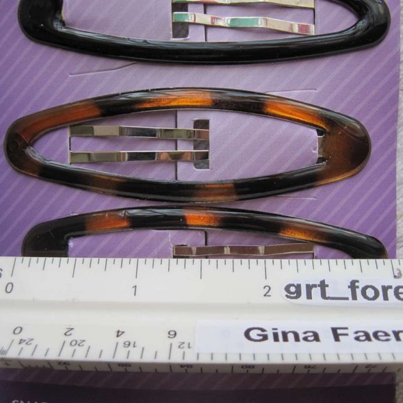 4 Goody 3" Large Elaina Black Brown Epoxy Metal Contour Oval Snap Hair Clips - Picture 2 of 6